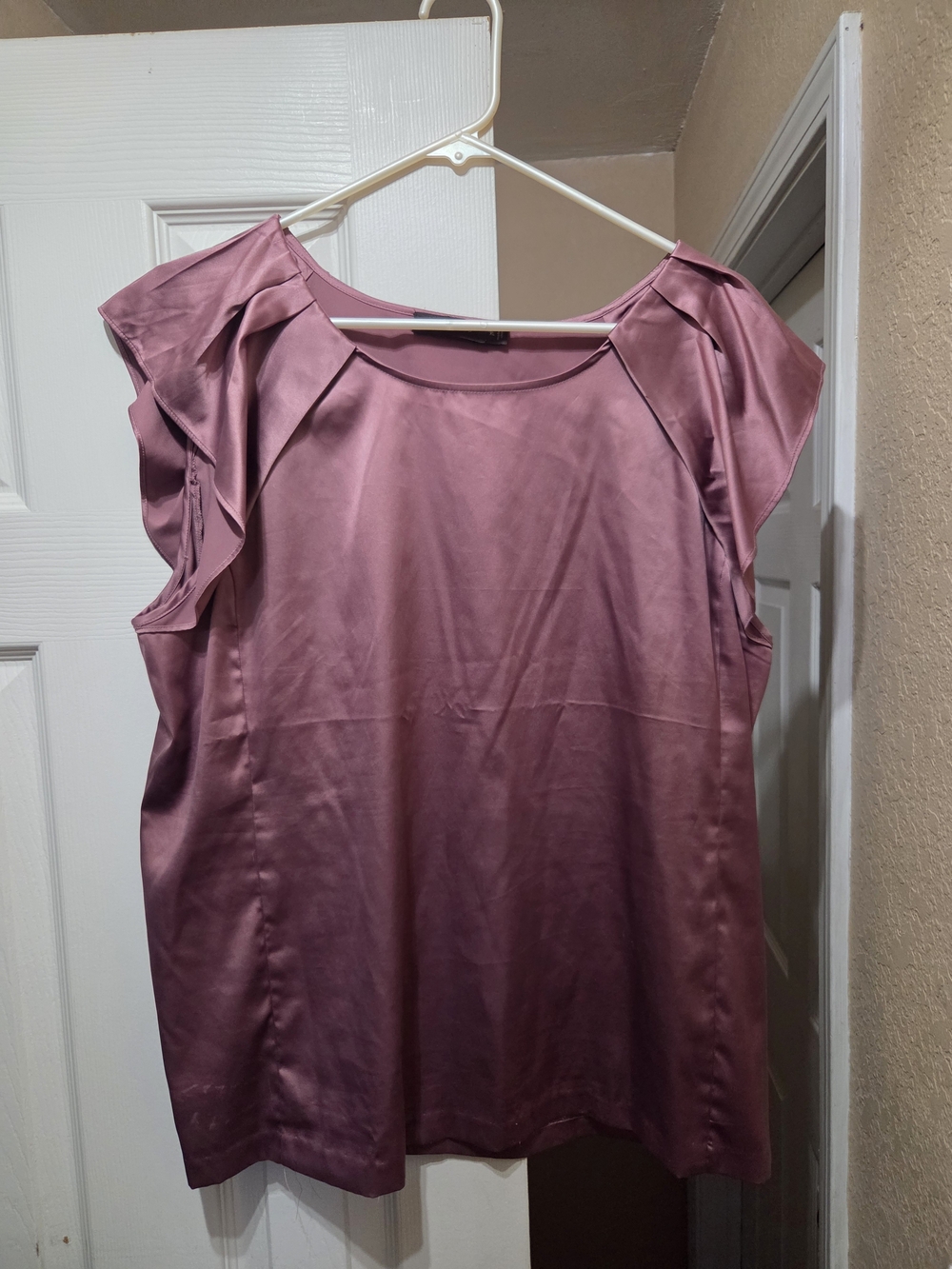 The Limited Dusty Rose Ruffle Sleeve Satin Blouse